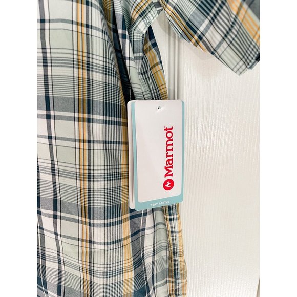 NWT Marmot Lykken Plaid Short-Sleeve Performance Woven Shirt - Crushed Mint - Picture 5 of 7